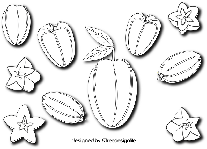 Starfruit black and white vector