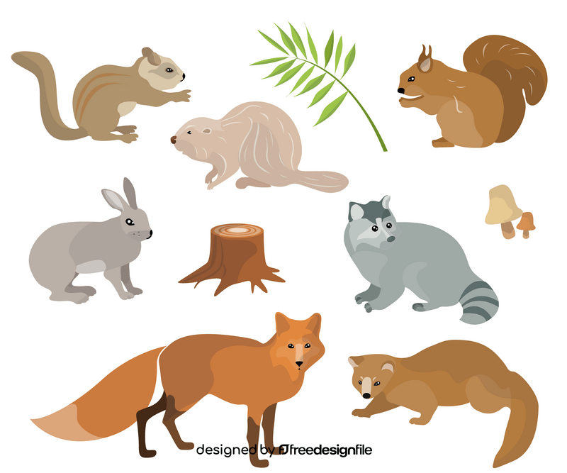 Forest cartoon animals vector