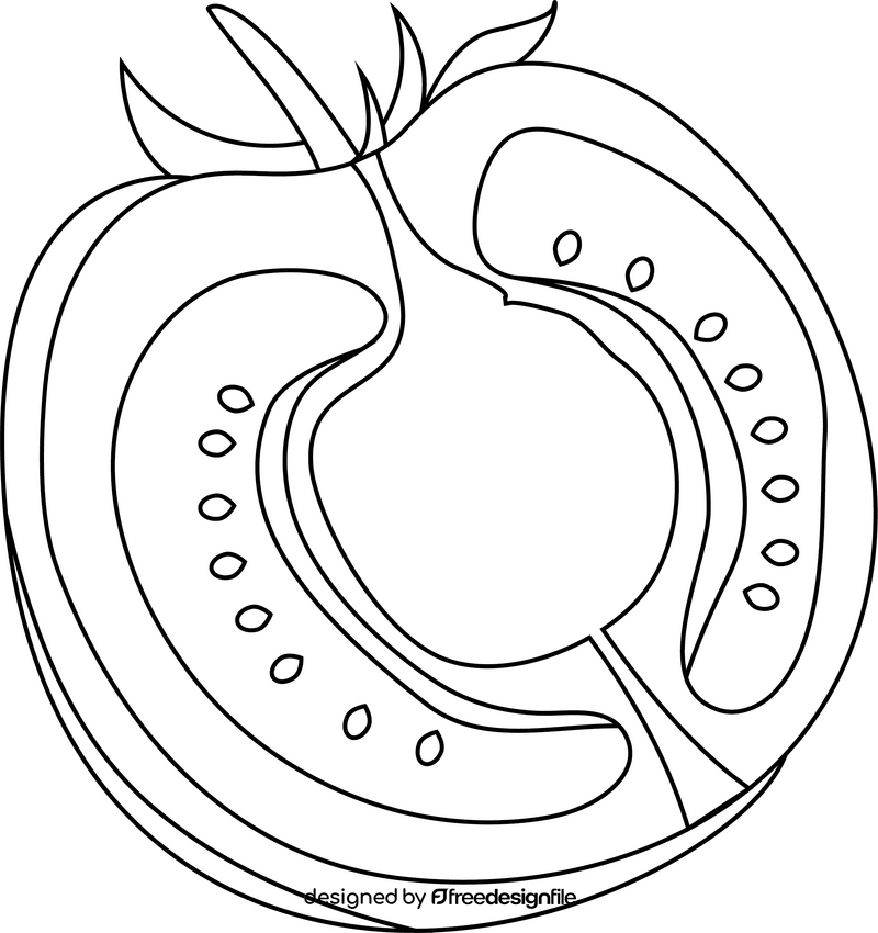 Half of Tomato black and white clipart