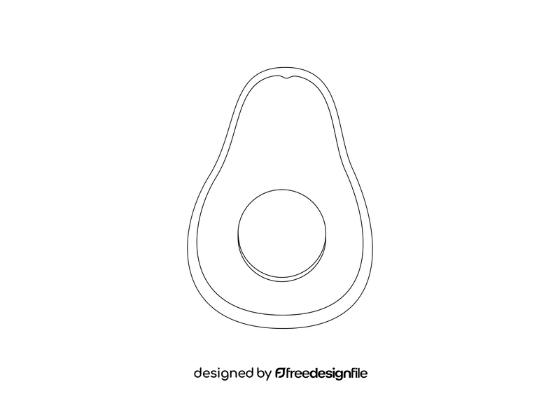 Cut in Half Avocado black and white clipart