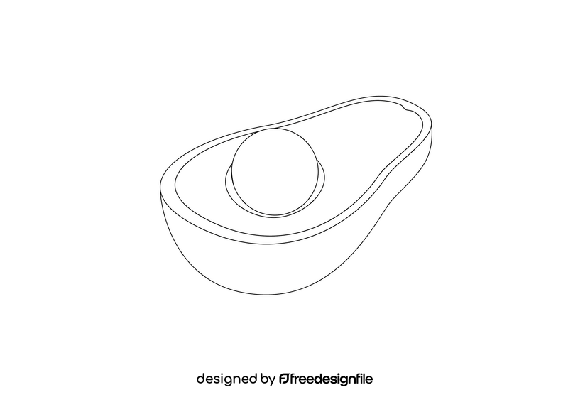 Half of Avocado black and white clipart