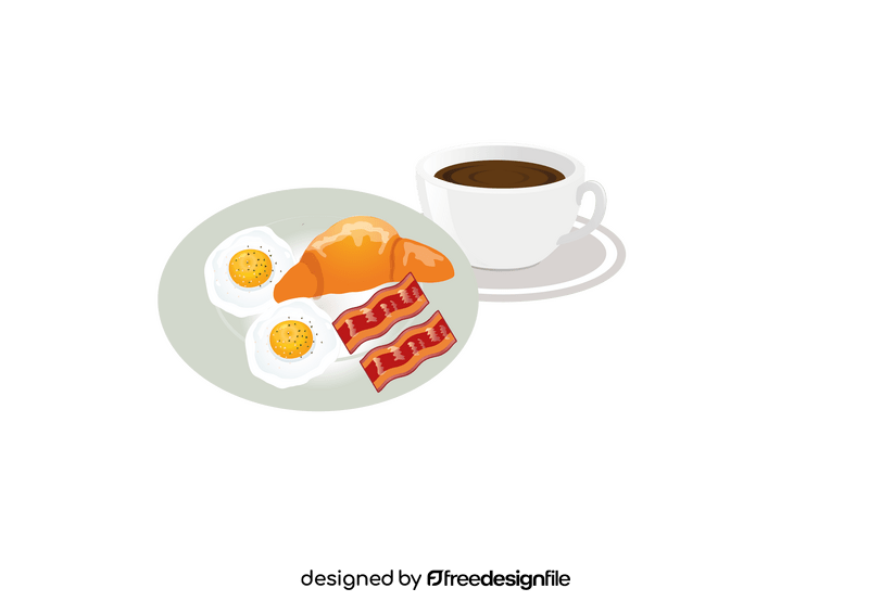 Eggs, Croissant, and Coffee clipart