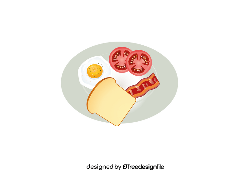Breakfast with Eggs, Bread and Tomato clipart