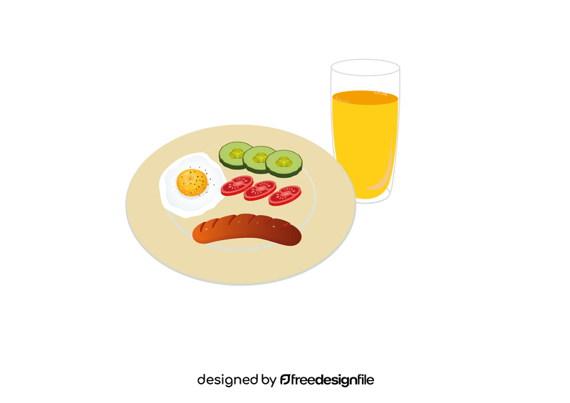 Egg, Sausage, Cucumber, Tomato, and Orange juice clipart