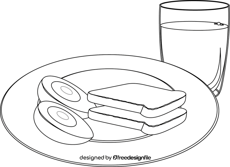 Boiled Egg and Milk black and white clipart