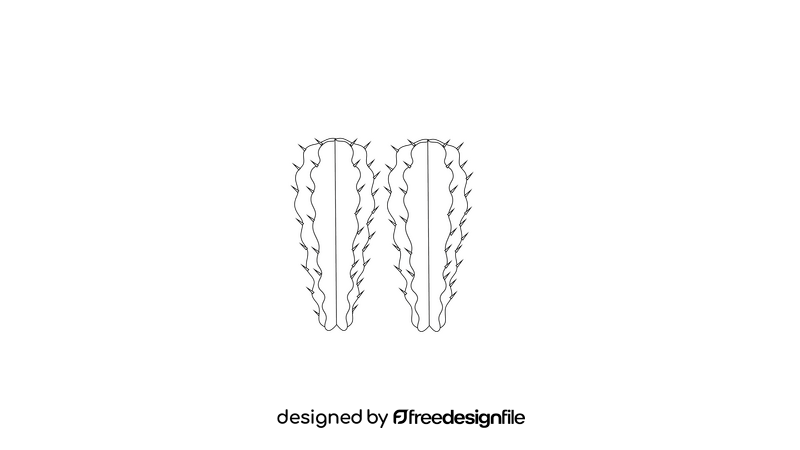 Cactus Leaves black and white clipart