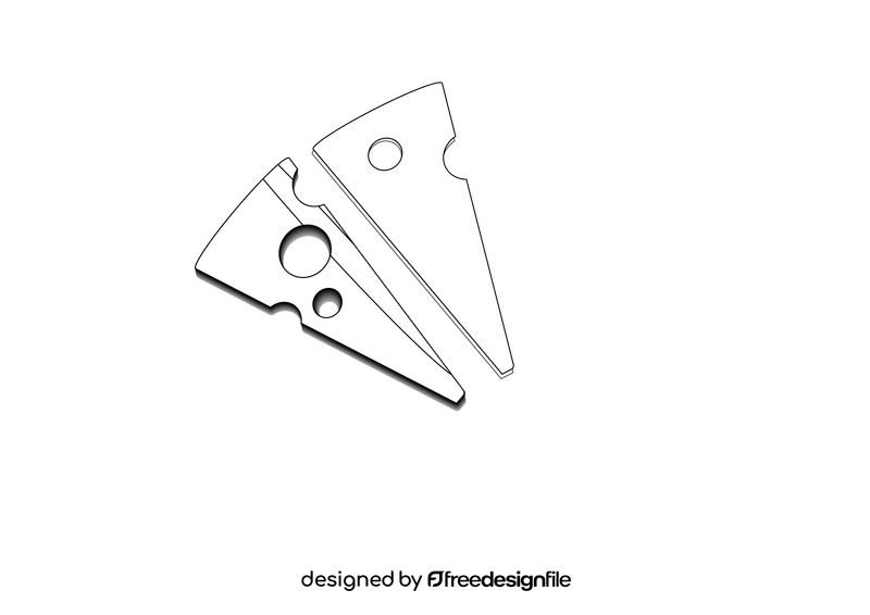 Triangle Cheese Slices black and white clipart