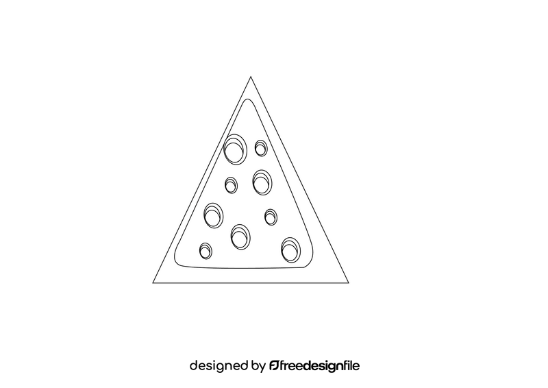 Triangle cheese slice black and white clipart