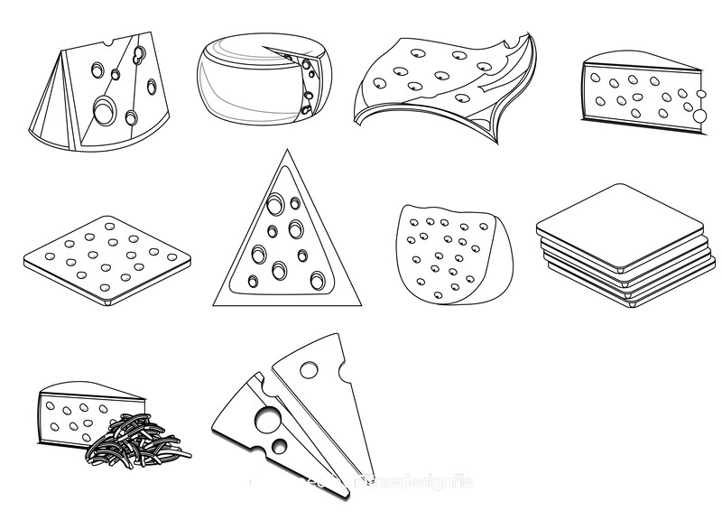 Cheese black and white vector