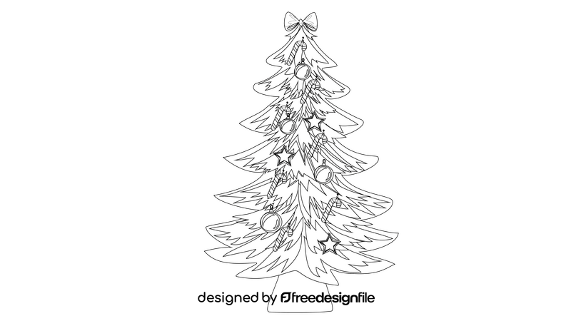 Bow Christmas Tree black and white clipart