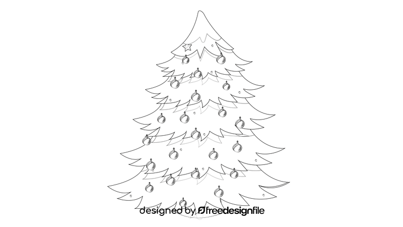 Light up Christmas Tree black and white clipart