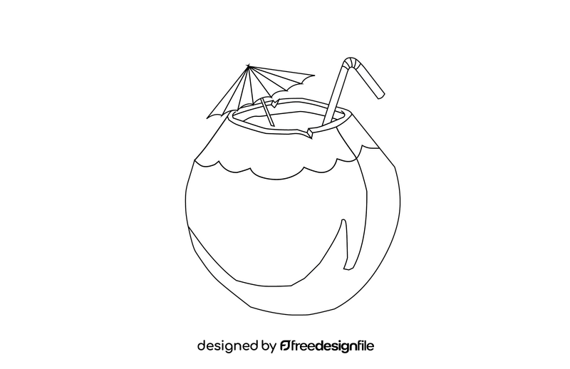 Peeled Green Coconut black and white clipart