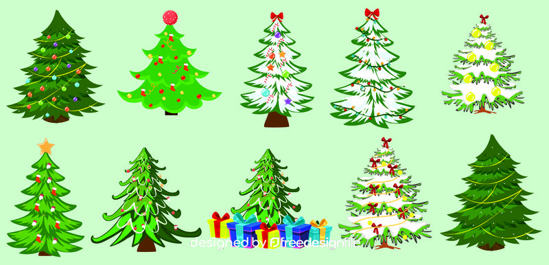 Decorated Christmas Trees vector