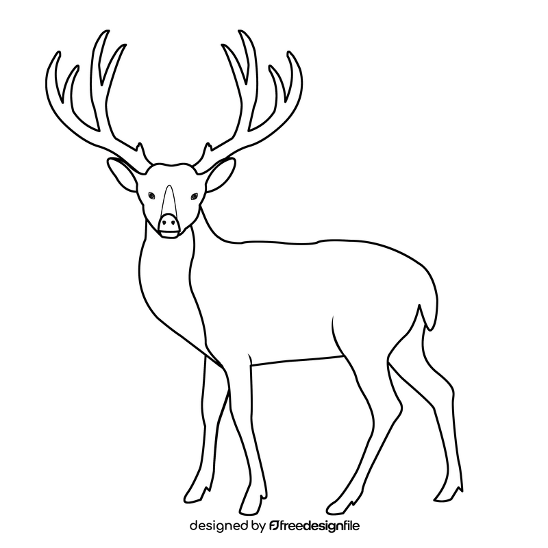 Deer black and white clipart