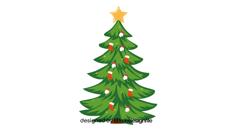 Decorated Christmas Tree with a Star on Top clipart