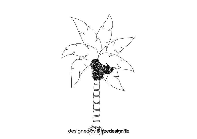 Coconut Tree black and white clipart