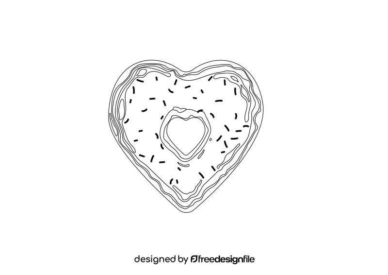 Heart Shaped Donuts black and white clipart