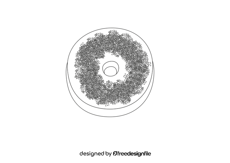 Purple Donut black and white clipart