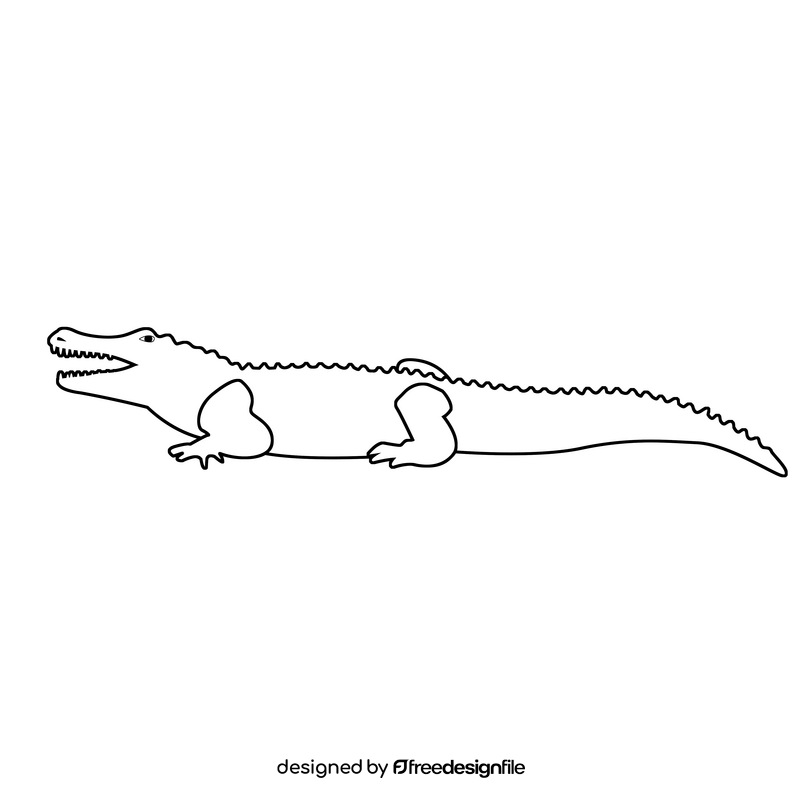 Crocodile black and white clipart