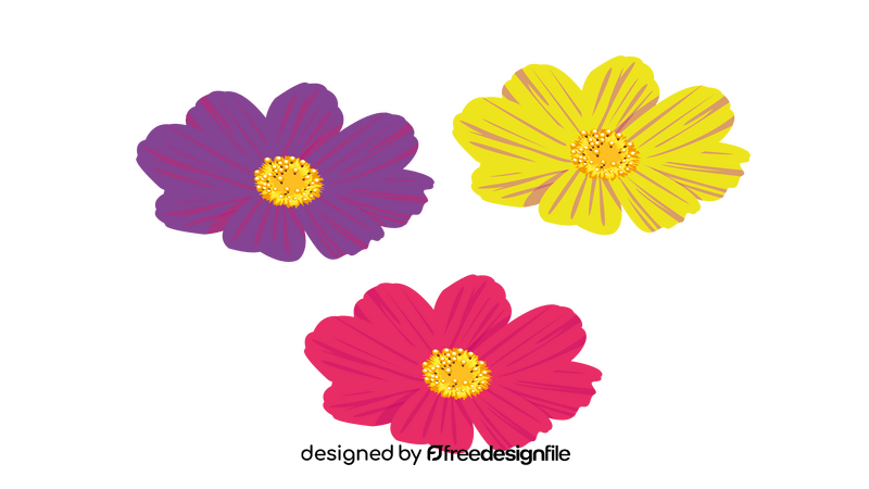 Purple, Yellow, and Pink Flowers clipart