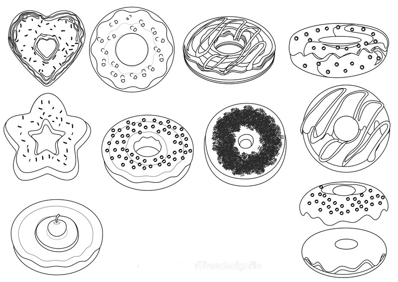 Donuts black and white vector