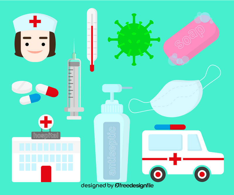 Set icons of coronavirus covid19 vector