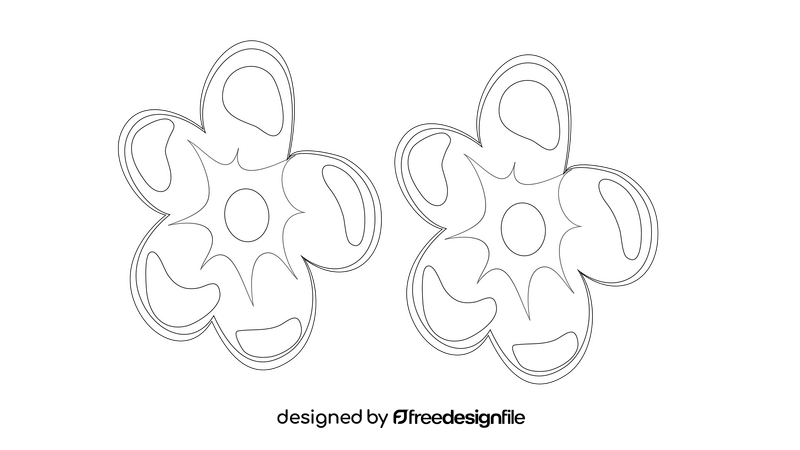 Two simple flowers black and white clipart