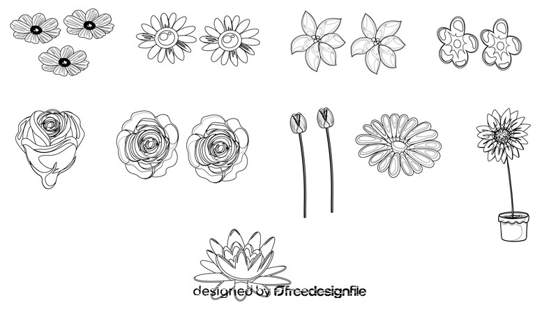 Flowers black and white vector