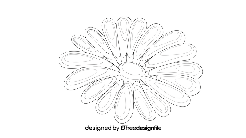 Simple Flower black and white clipart