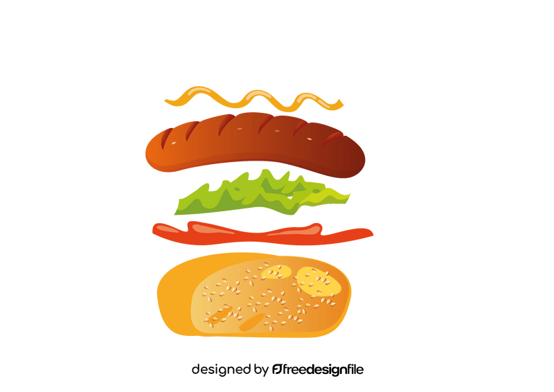 Hot Dog in Parts clipart