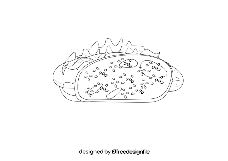 Hot Dog black and white clipart