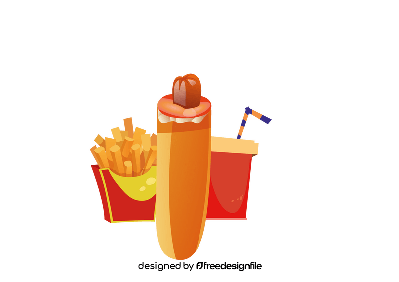 Hot Dog with Fries and Soda clipart