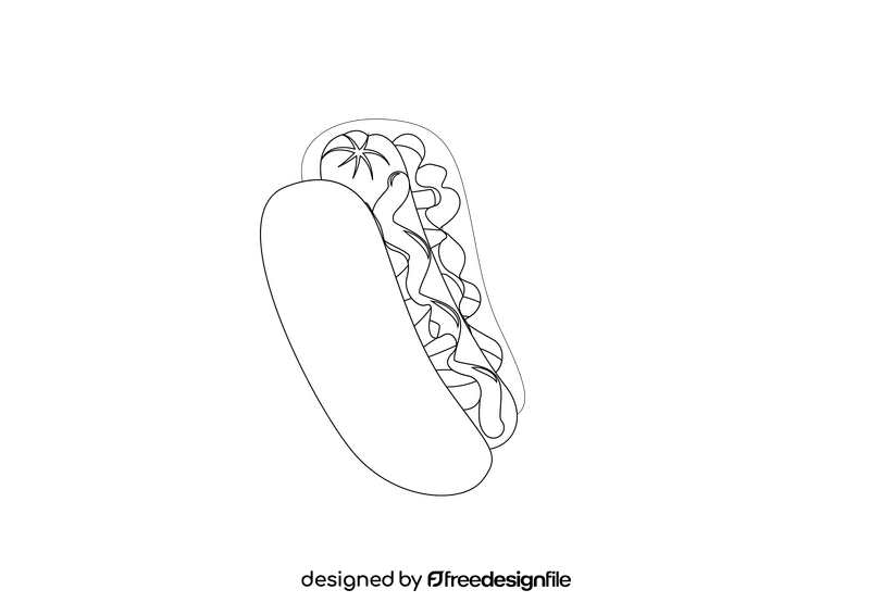 Hot Dog black and white clipart