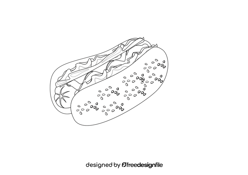 Hot Dog black and white clipart