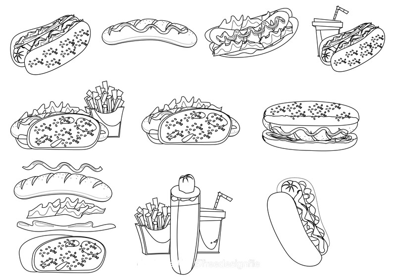 Hot Dog black and white vector