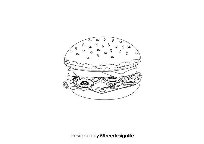 Sausage Burger black and white clipart