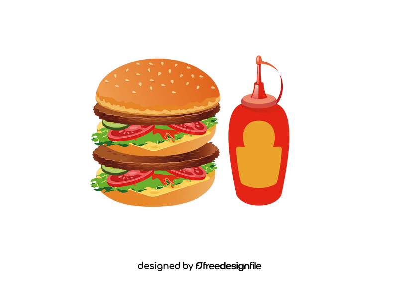 Double Beef Big Mac Hamburger with Ketchup clipart