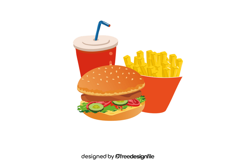 Hamburger Set with Soda and Fries clipart