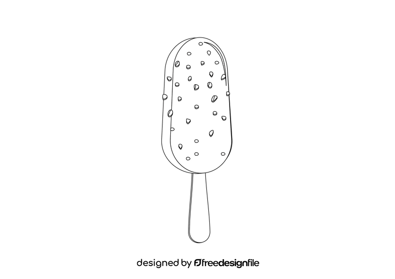 Ice Cream Bar on a Stick black and white clipart