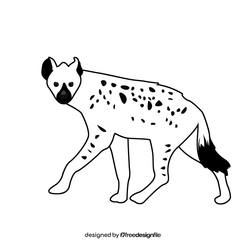 Hyena black and white clipart