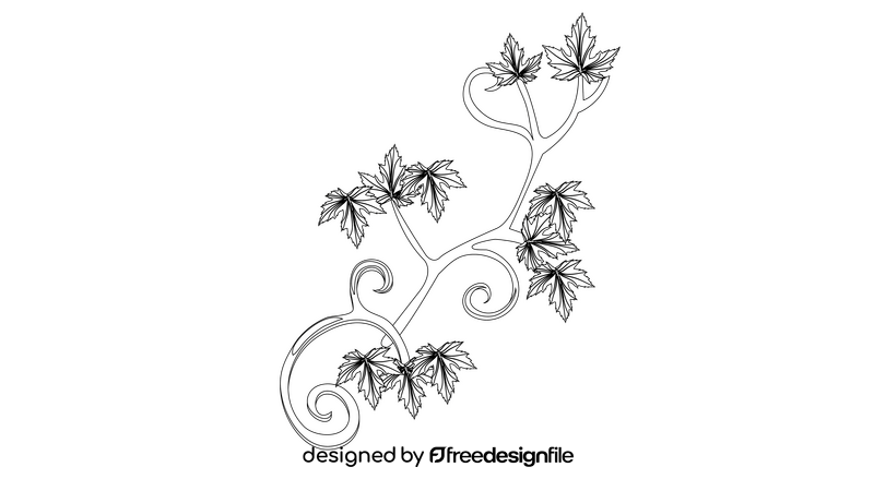 Curly Branches Ivy black and white clipart