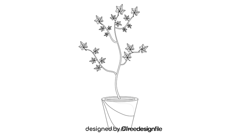 Ivy Plant in Flower Pot black and white clipart