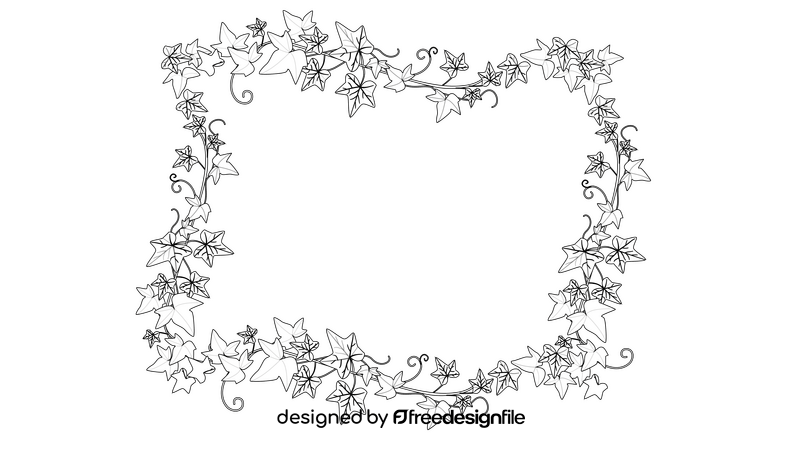 Ivy Leaf Rectangle Frame black and white clipart