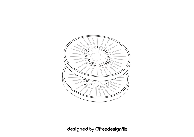 Kiwi Slices black and white clipart