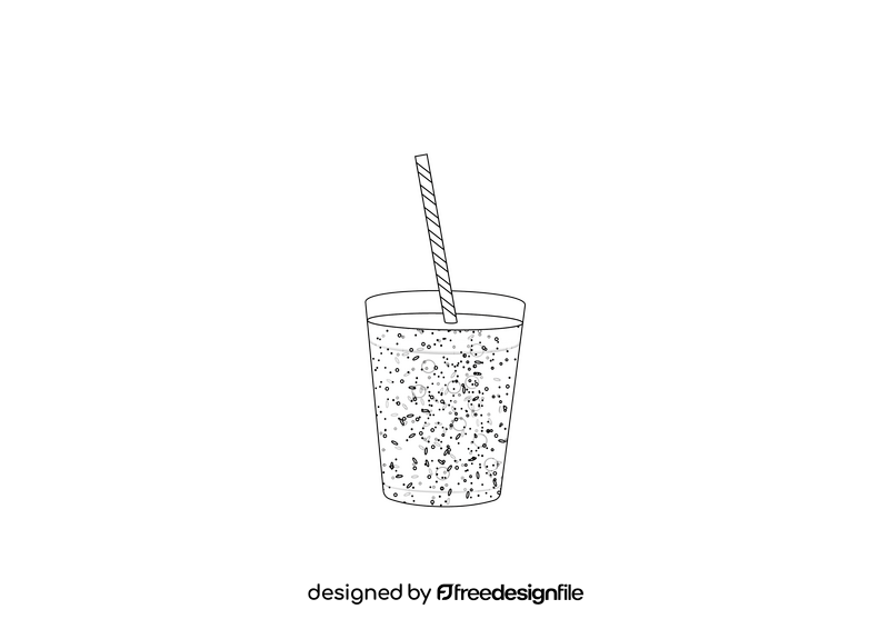 Glass of Kiwi Juice black and white clipart