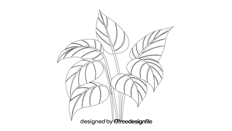 Poplar Tree Leaves black and white clipart