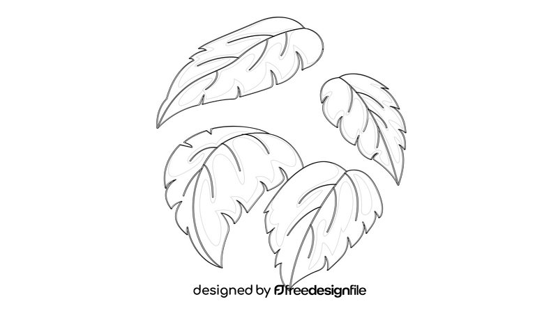 Leaves black and white clipart