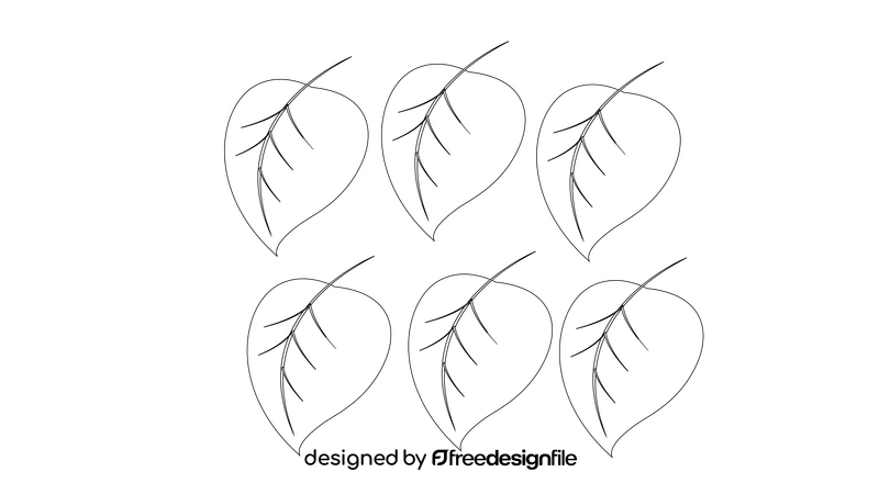 6 Leaves black and white clipart