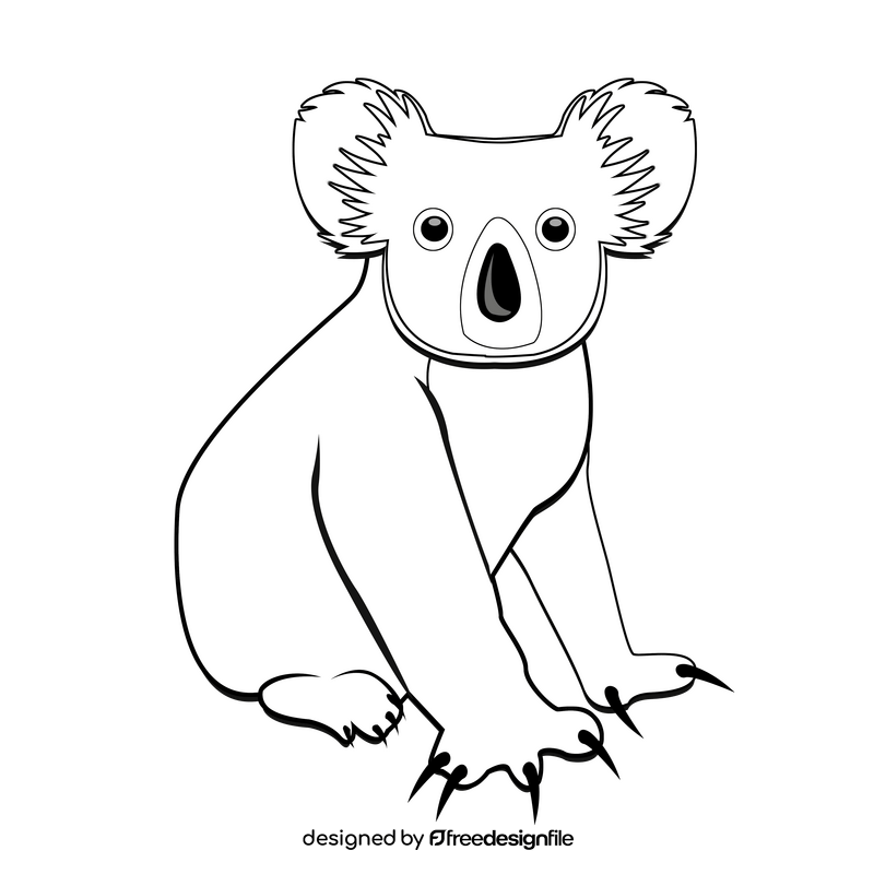 Koala black and white clipart