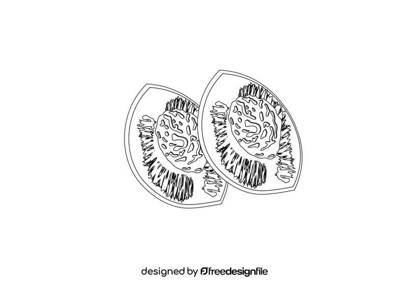 Peach Cut in Half black and white clipart